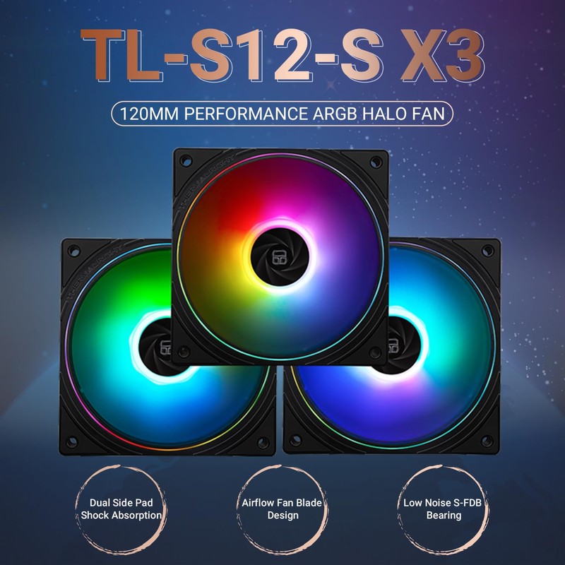 Thermalright TL-S12-S X3 CPU Case Fan, 120mm PWM Silent Computer