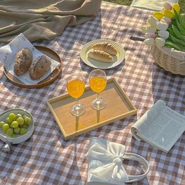 LRUUIDDE Oversize Picnic Beach Blanket, 80''x60'' Outdoor Waterproof Foldable Sandproof Blankets Plaid Picnic Mat for Beach Camping on Grass Picnic Blankets (Brown, 80x60in)