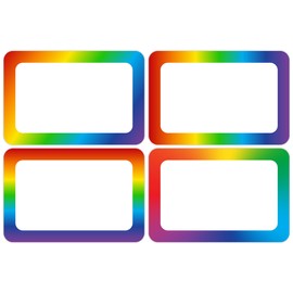 Wonmon 200 PCS Rainbow Name Tags Stickers, Self Adhesive Colorful Rainbow Name Tag Labels Stickers for Back to School Classroom Student Office Desk Cubby Locker Themed Party, 2x3 inch