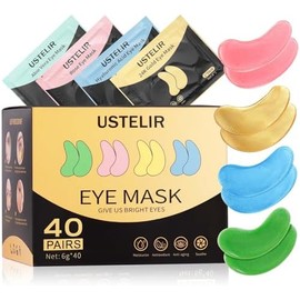 USTELIR Parches Debajo De Los Ojos, 40 Pares De Máscara De Ojos Para Ojeras, Ojos Hinchados, Bolsas Debajo De Los Ojos, Arrugas, Parches De Máscara