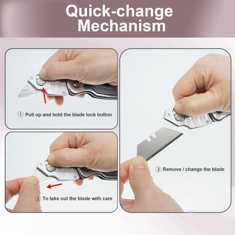 Harita Box Cutter Utility Knife with Quick Change Blades, Stainless