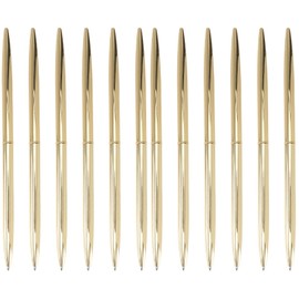 Operitacx 12Pcs Rotation Metal Business Ballpoint Pen Multipack Lightweight Metal Black Ink Pen for School Office Supplies Bank (Golden) (12)