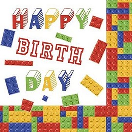 Napkins Birthday 20 Napkins Building Blocks for Birthday | Children | Children's Motif | Boy | Party | Happy Birthday | Table Decoration 33 x 33 cm