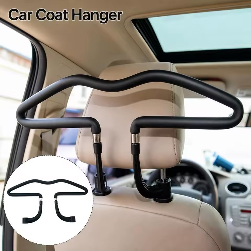 Universal Car Headrest Coat Hanger with Steel Frame & Soft