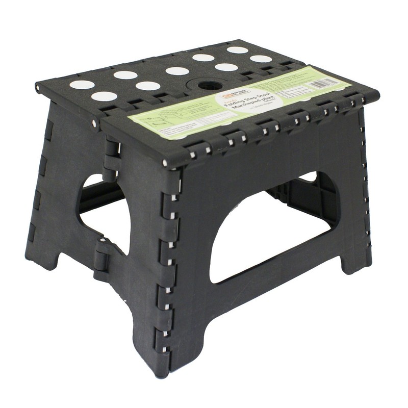 Range Kleen Black Foldable Single Step Stool, 2 inch folded