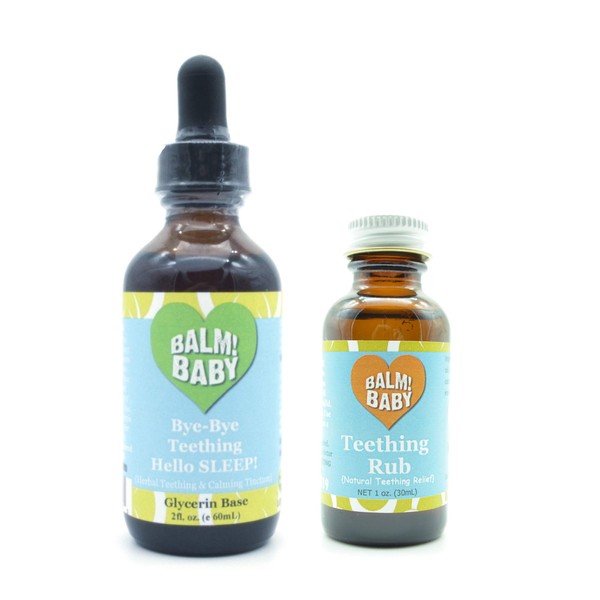 Balm! Baby Teething Rescue Kit – 100% Natural Teething Tincture & Topical Teething Oil Rub | Made in USA (Sweet Glycerin)