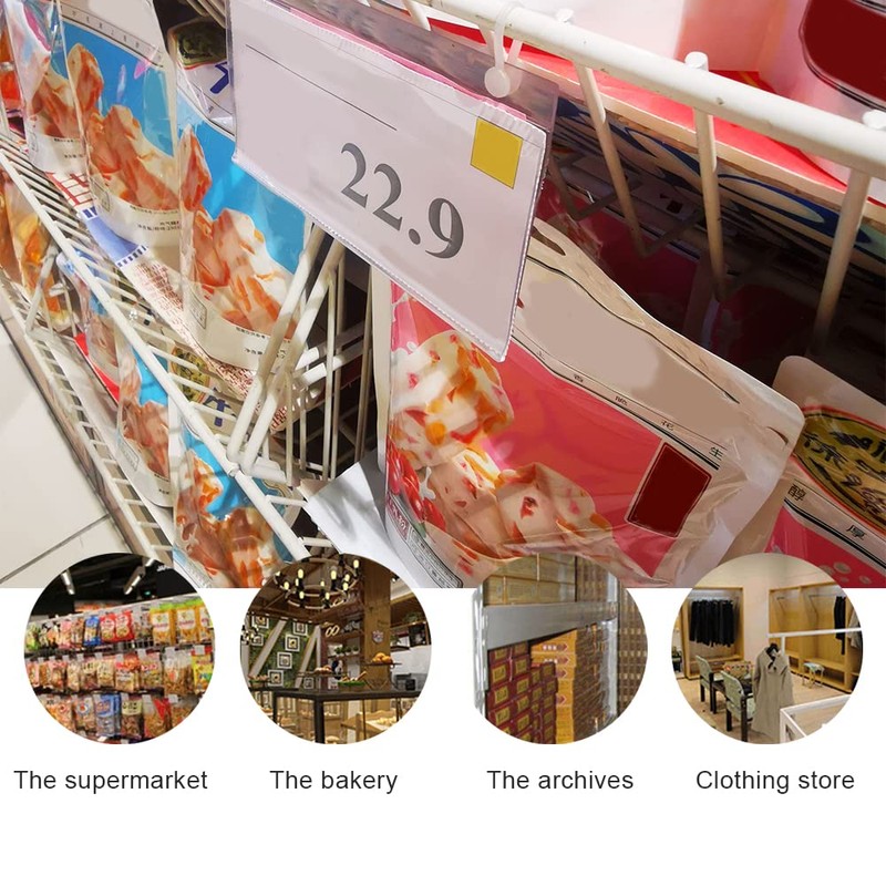 WYAN 60Pcs Plastic Price Tag,Merchandise Sign Display Holder,Plastic Wire Rack