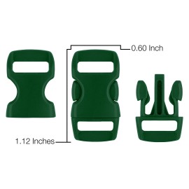 Unknown 50 - 3/8 Inch Forest Green Contoured Side Release Plastic Buckle Closeout