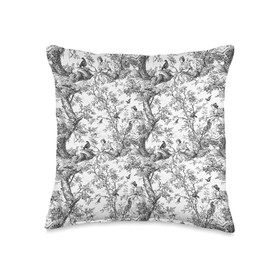 Vintage Romantic Coquette Toile Style Pattern Print Design Throw Pillow