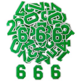 ZESION Iron on Numbers 50Pcs Number 0 to 9 Patches with Ironed Adhesive, Decorate Repair Patches for Jackets Shirts Hats Bags Jeans/Green