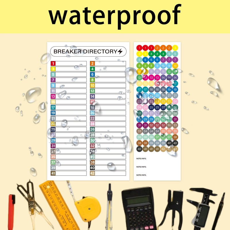 16 Sheets Breaker Panel Labels, Electrical Box Sticker Numbers Breaker