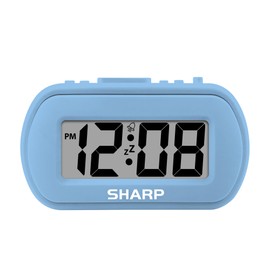 Sharp Digital Alarm Clock – Tactile Case with Soft Rubberized Finish - Battery Operated – Blue Backlight on Demand – Ascending Alarm – Easy to Use – Light Blue