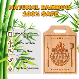 Grandpa Father's Day Gifts, Engraved Bamboo Cutting Board 31 * 22 * 1cm Christmas, Birthday Gifts for Grandpa from Grandkids,Stocking Stuffers for Men