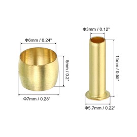 PATIKIL 6 mm Pipe AD Pack of 20 Brass Compression Sleeves Clamps Brass Ferrule Brass Compression Insert Part Assortment Kit for Air Water Gas Pipe