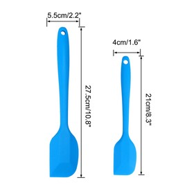 uxcell Silicone Spatula Set 2 Pcs Heat Resistant Kitchen Rubber Turner Non Stick Spatula for Cooking Baking and Mixing Blue