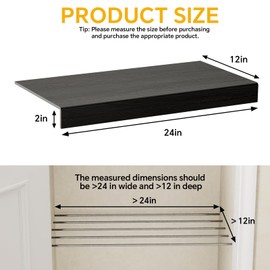 Giklux 6 PCS Wire Rack Covers for Pantry Wood Grain, 24'' W * 12'' D (Ready to Use) Faux Wood Shelf Covers for Wire Shelving, Rustic Closet Shelves Covering Toppers - Bathroom, Kitchen, Garage (Black)