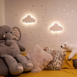 Tip perk 2 Pack Cloud Light - Floating Cloud Wall Lamp for Nursery | Cute Floating Cloud Lamp for Kids Bedroom | Battery-Operated Hanging Cloud Night Lights for Bedroom | Cloud Lamp for Baby Nursery