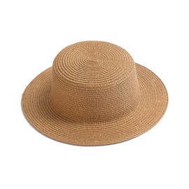 Women Beach Straw Sun Hat Classic Flat Top Summer Hats Panama Short Brim Hat UV Protection Outdoor Hats for Party Vacation Travel(Khaki)