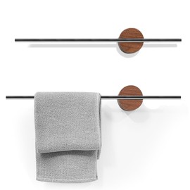 ziyue Towel Rack, Bathroom Towel Bar, Towel Rack, Slide Freely, Space Saving, Stylish, Natural Wood, Towel Hanger, Bathroom Accessories, Aluminum Alloy (A.black-40cm)
