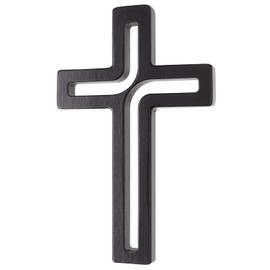 Drewniane Krzyże Hanging Cross Made of Beech Wood, Modern Wall Cross, Crucifix, Smooth Surface, Hanging Wooden Cross (Black, 30 x 18 x 1.8 cm)