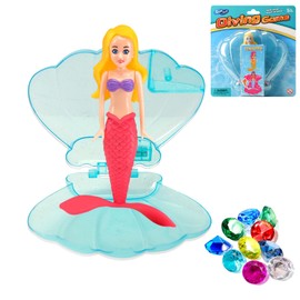 1P Mermaids Pool Diving Toys Set with Shell Gem Toys,Swimming Pool Sinking Toy Red Mermaid Underwater Diving Toy,Kids Swimming Pool ToyAccessories,Princess Diving Games Training Girls Mermaid Gifts