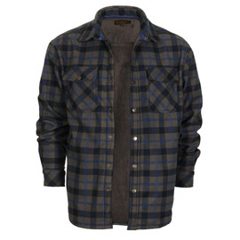 Gioberti Mens Checkered Flannel Jacket, Navy/Gray/Royal Blue Contrast Line, Large