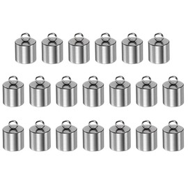 HARFINGTON 20Pcs Cord End Cap 8mm ID Stainless Steel Barrel End Caps for DIY Bracelets Necklaces Tassels, Stainless Steel Color