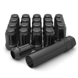 White Knight 3804MBT-20AM 1/2"-20 Matte Black 6 Spline Lug Nut with Key, 20 Pack (for AFTERMARKET Wheels with Smaller 0.80" Diameter Seating)