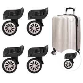 awagas Set of 4 Suitcase Wheel Replacement, Luggage Swivel Castor Universal A19 Mute Double Row Wheels 360 Degree Rotating Luggage Wheels for Trolley Suitcase Luggage Suitcase Hard Case, black, Not