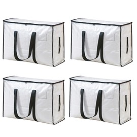 YiZhou 4 Pack Heavy Duty Storage Bags | 95L Moving Totes with Lids & Clear Panel | Waterproof for Home, Moving, Travel (4 Pack)