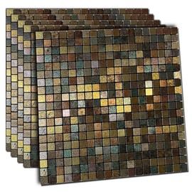 XUANINY Peel and Stick Backsplash Tiles for Kitchen,Bathroom,Fireplace,Self Adhesive Metal Aluminum Mosaic (12"x12") (5, Print Yellow and Green)