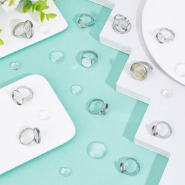 UNICRAFTALE - Base de anillo ajustable de acero inoxidable con cabujones (10/12/16/18/20 mm) alrededor de 20 juegos de anillos ajustables para el dedo en blanco para joyería suministros