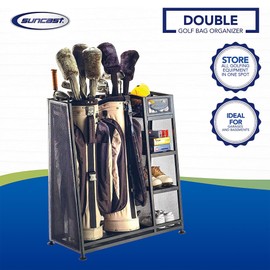 Suncast Golf Bag & Golfing Equipment Heavy-Duty Metal Organizer Rack w/ 3 Storage Shelves