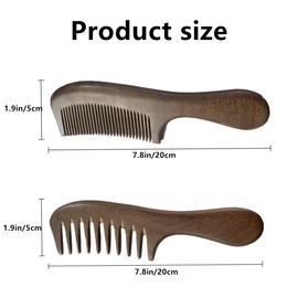 2 Pcs Wooden Massage Comb Wide Tooth Comb and Fine Tooth Combs for Women Men, Anti-static Detangling Hair Comb Styling Comb for Curly Fine Straight Wet Dry Hair
