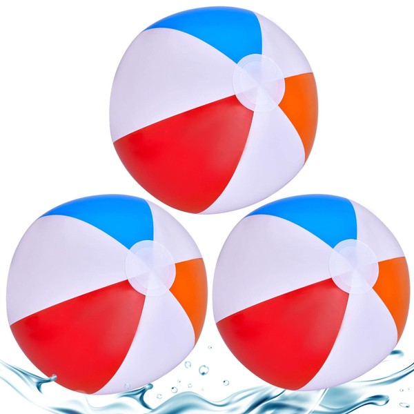 Lubibi 3 Pack Inflatable Beach Ball, Kids Adults Multi Coloured