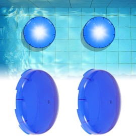 Foxtell 7.5" Universal Underwater Pool Light Lens – 2 Pack Replacement Incandescent Cover for Inground Pool, Blue Light Filter for Spa, Tub, Pond, Outdoor Water Feature