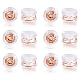 6 Pairs Rubber Earring Backs Set | Hypoallergenic Soft Clear Silicone Earrings Backings Replacements | Comfortable Secure Safety for Studs Post Hook (B-Rose Gold-6 Pairs)