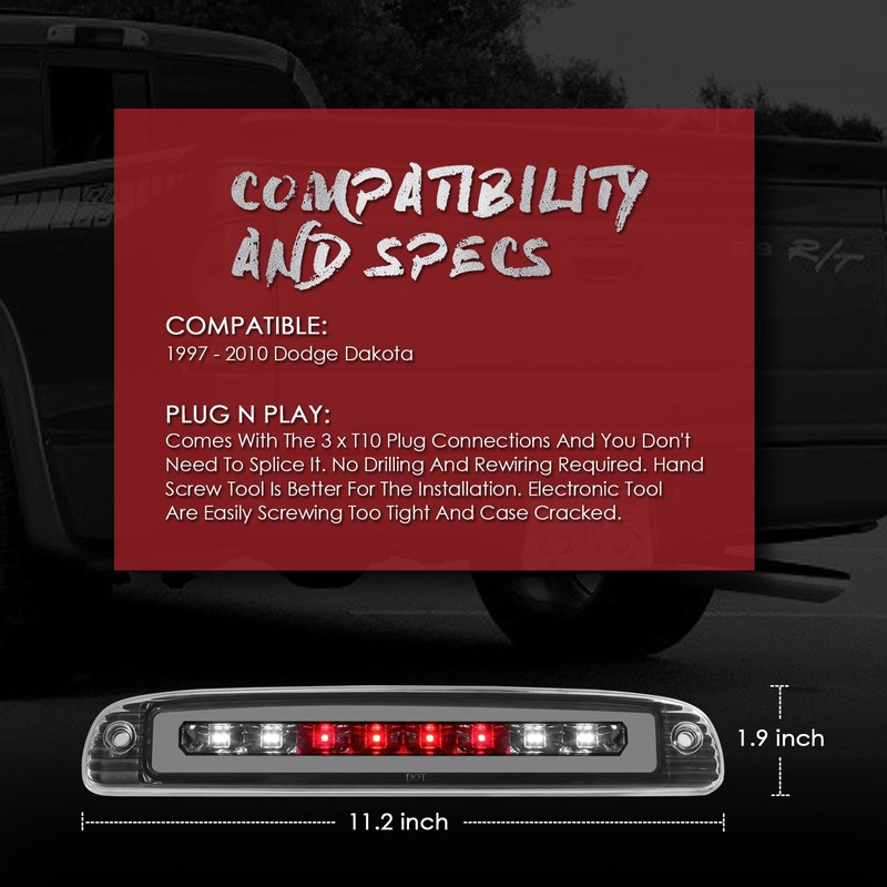 Banpo High Mount 3rd Stop Light Compatible with 1997-2010 Dodge