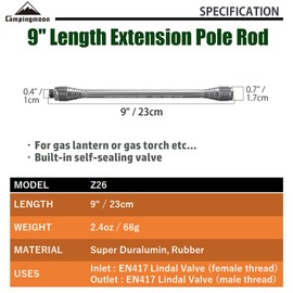 CAMPINGMOON 9'' Length Extension Pole Rod for Camping Lantern Z26
