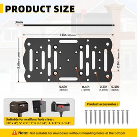 Dabolang Metal Mailbox Mounting Bracket,Universal Post Mount Mailboxes Board,Mailbox Bracket for 4x4 Wood or Hollow Posts,Mailbox Mounting Plate Compatible with Most Sizes of Post Mount Mailboxes