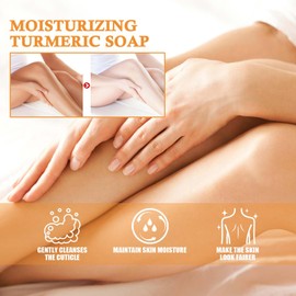 EONFAVE Kurkuma Seife, 2 Stück Turmeric Soap, Kurkuma Seifenstück Naturseife für Frauen & Männer, Sanfte Seife, Kurkuma Aufhellende Badeseife für Gesicht und Körper, Reduziert Dunkle Flecken, Glättend