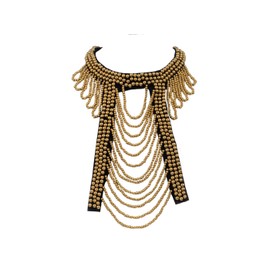 Alilang Women's Egyptian Tribal Ethnic Bohemian Golden Beaded Bib Collar Statement Necklace