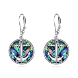 Pearl Drop Earrings Sterling Silver Infinity Dangle Earrings Twisted Pearl Jewellry for Women (Anchor Earrings)