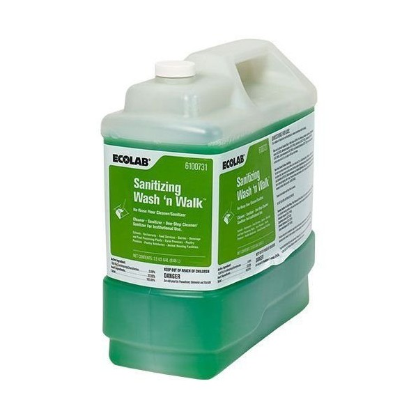 ECOLAB 6100731 Sanitizing Wash &lsquo;n Walk No-Rinse Floor Cleaner/Sanitizer - 2.5 Gallon