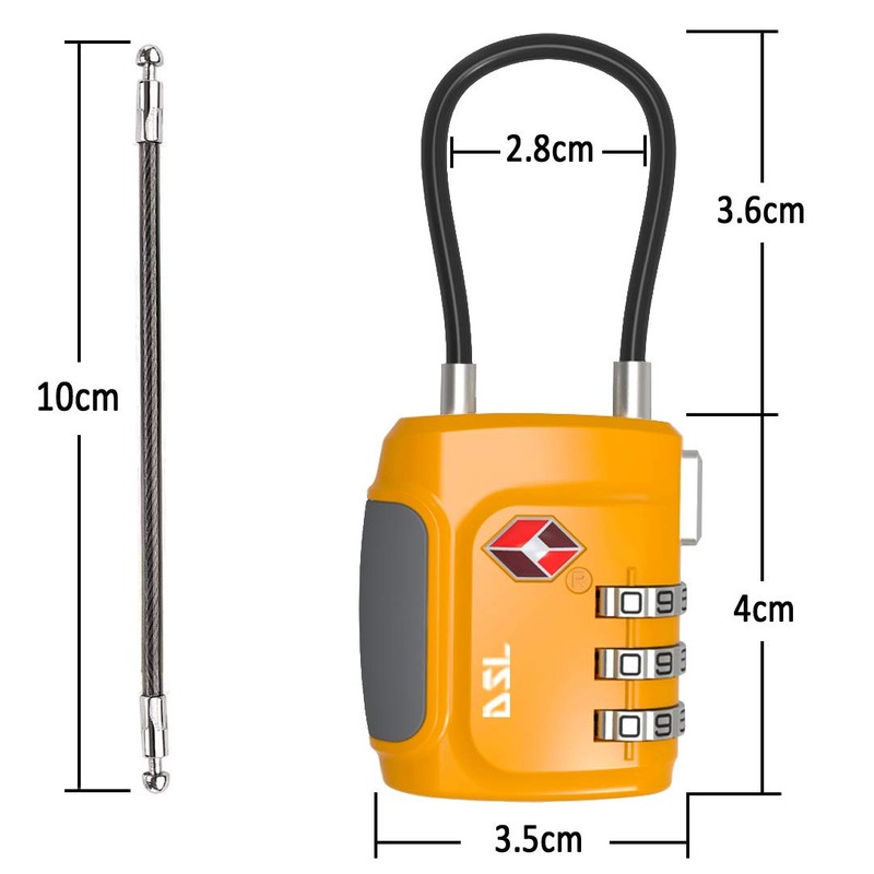 DSL 2 Packs TSA Padlock 3 Digit Security Combination Lock