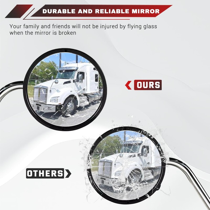 Sterlix Round Hood Mirror for Kenworth T680 T880 Peterbilt 579