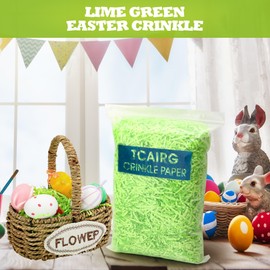 TCAIRG 1/2 LB Easter Grass Basket Filler Recyclable Paper Shred for Easter Basket Filler Creative Eggs Decor Gift Wrap Crinkle & Filler Paper - Lime Green