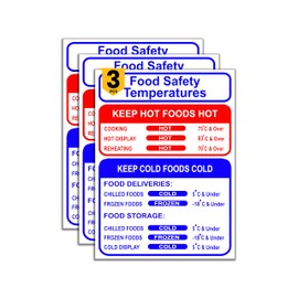 Dam Words 3 x Food Safety Stickers | 20 x 15 cm Premium Vinyl Kitchen Labels | Oil-resistant, Water-proof Kitchen Safety Stickers | Safer Food Better Business Signs