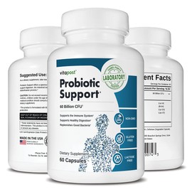 VitaPost Probiotic Support Replenish Digestive Flora with 4 Strains of Probiotic Bacteria. Includes MAKTREK Bi-Pass Technology. Support for Digestive Health. 60 Capsules