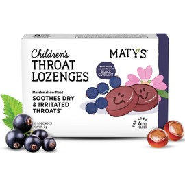 Matys Kids Throat Lozenges for Ages 6 Years Old +, Tasty Black Currant Flavor, Soothe Dry & Irritated Throats & Voices with Marshmallow Root, Sugar Free, Vegan, Dye Free, Alcohol Free, 20 Count